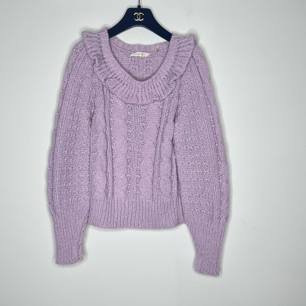 LoveShackFancy Christina Sweater in Thistle XS - Picture 3 of 7